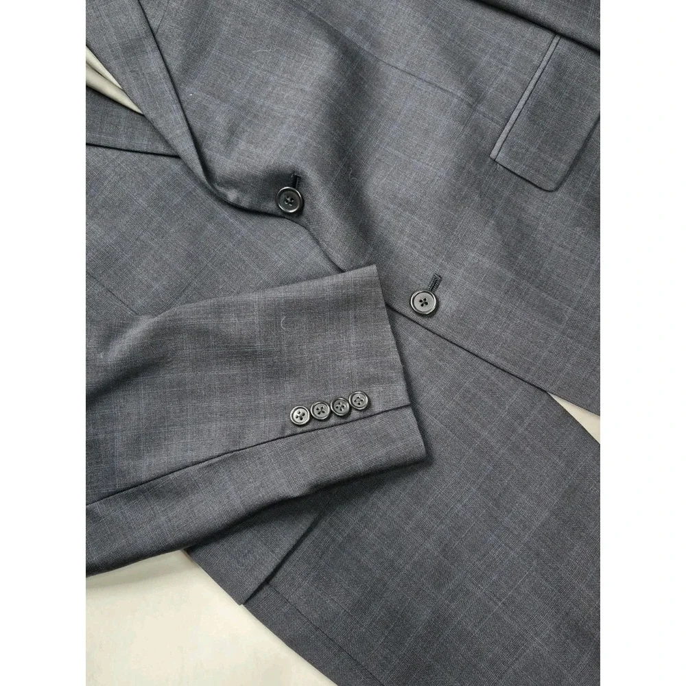 Hart Schaffner Marx Wool Sport Coat 40R Blue Brown Plaid USA 2 Button Mens